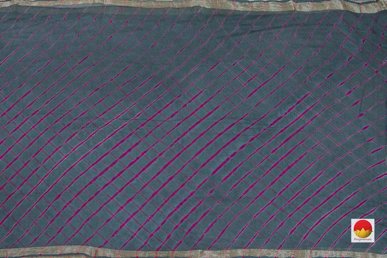 Grey Bandhani Lehariya Kota Silk Saree Handwoven PV RJ 29 - Bandhani Silk - Panjavarnam