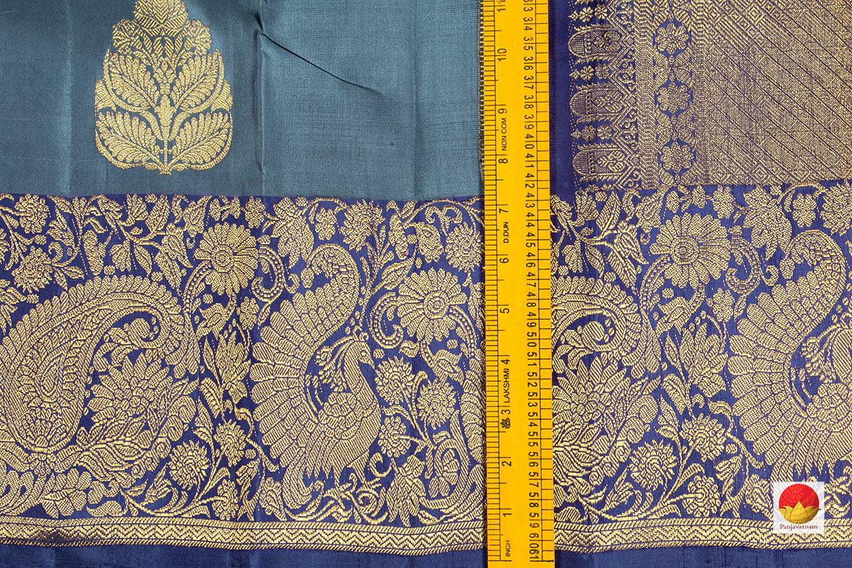 Grey Kanchipuram Silk Saree Handwoven Pure Silk Pure Zari For Party Wear PV NYC 318 - Silk Sari - Panjavarnam
