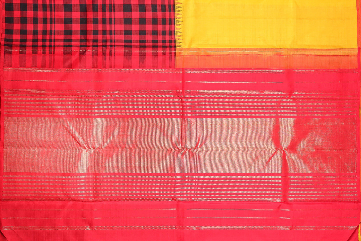 Half and Half Handwoven Kanjivaram Pure Silk Saree - Pure Zari - PVM 0318 1298 - Silk Sari - Panjavarnam