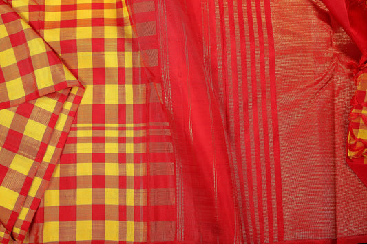 Half and Half Handwoven Kanjivaram Pure Silk Saree - Temple Border - PVA 0418 1299 - Silk Sari - Panjavarnam