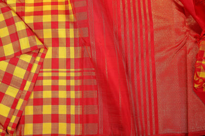 Half and Half Handwoven Kanjivaram Pure Silk Saree - Temple Border - PVA 0418 1299 - Silk Sari - Panjavarnam 1299