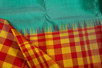 Half and Half Handwoven Kanjivaram Pure Silk Saree - Temple Border - PVA 0418 1299 - Silk Sari - Panjavarnam 1299