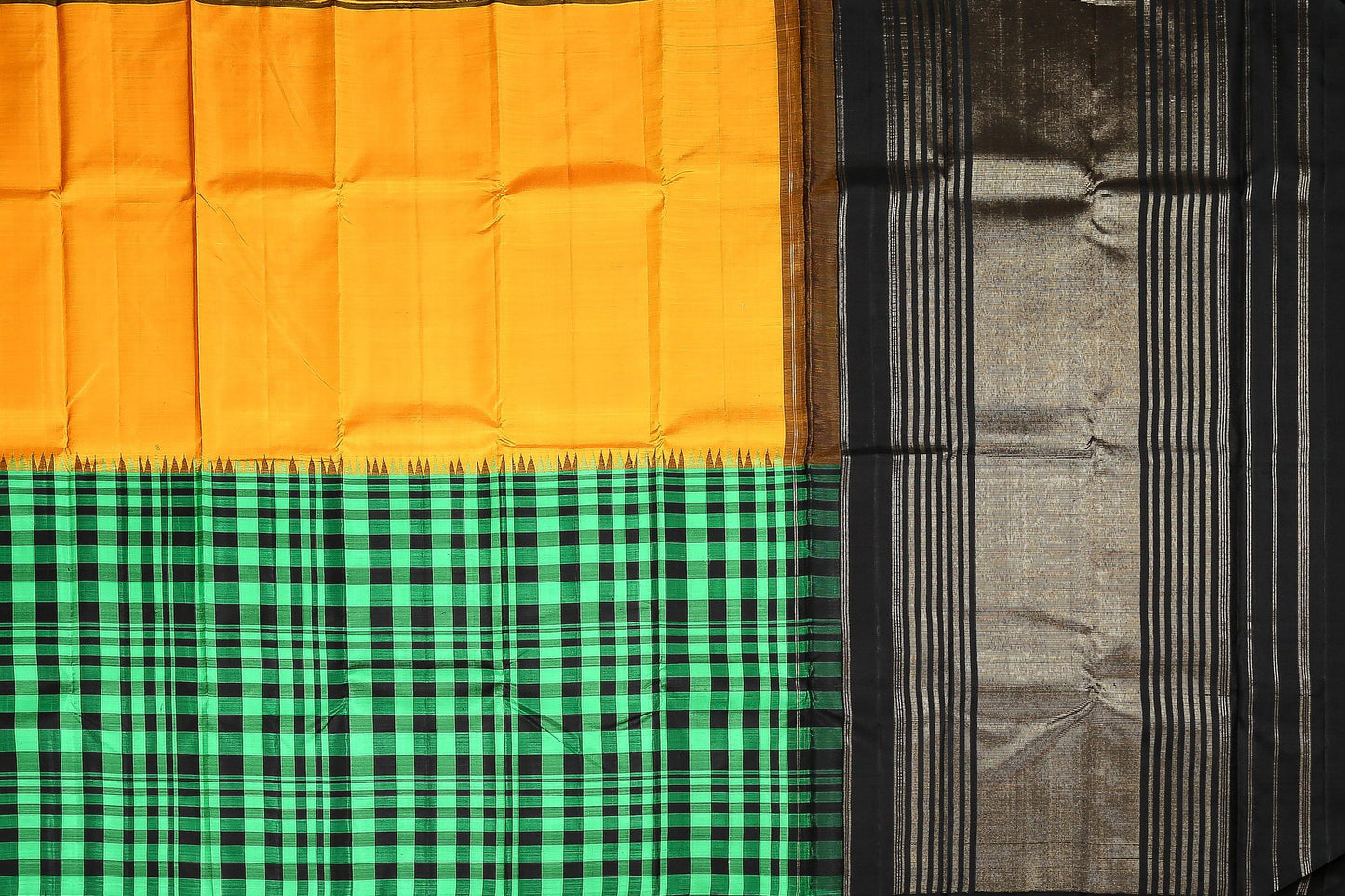 Half and Half Handwoven Kanjivaram Saree - Pure Silk - PVA 0418 1300 - Silk Sari - Panjavarnam 1300