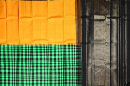 Half and Half Handwoven Kanjivaram Saree - Pure Silk - PVA 0418 1300 - Silk Sari - Panjavarnam