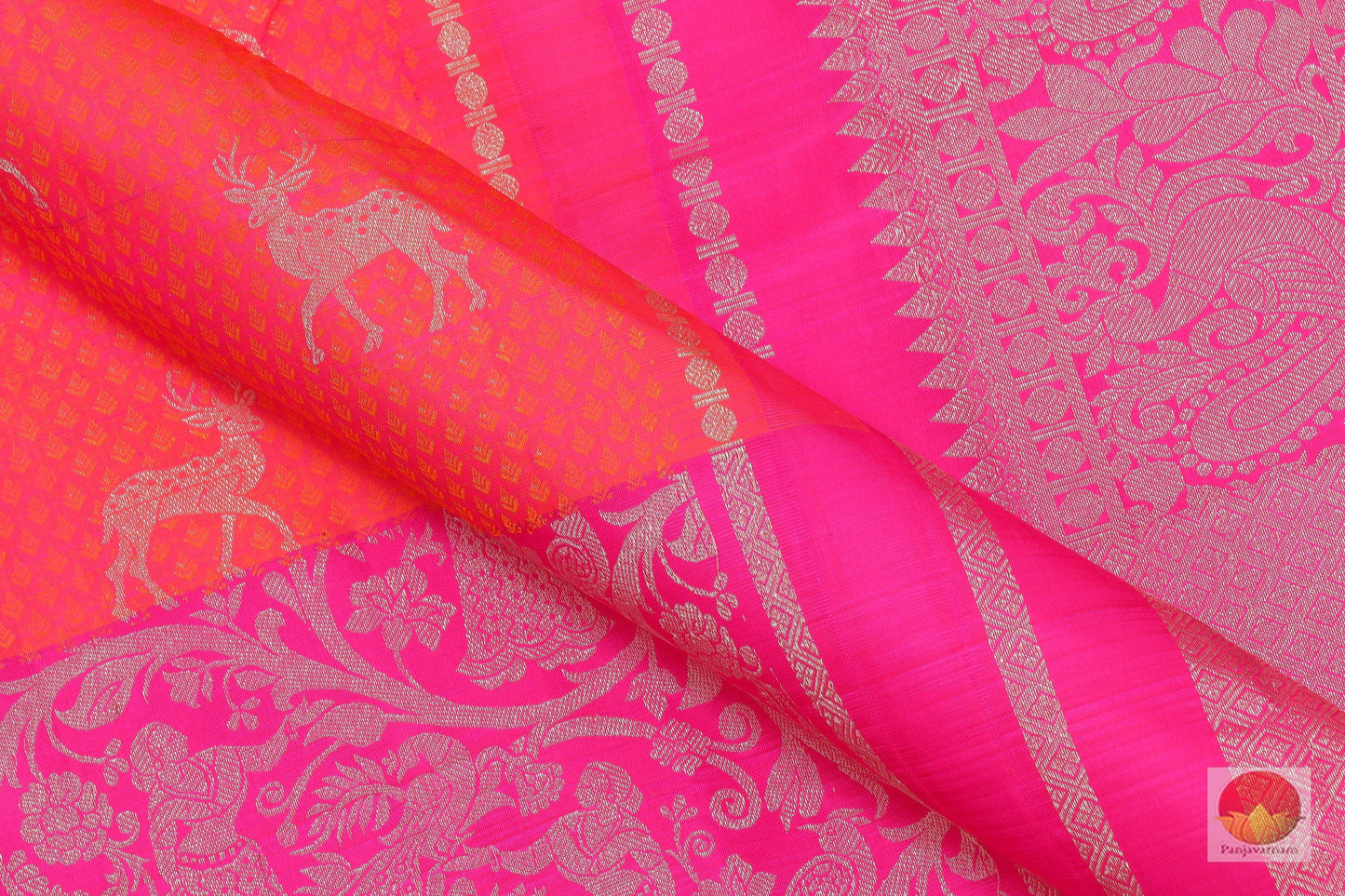 Half And Half - Kanchipuram Silk Saree - Handwoven Pure Silk -Pure Zari-PV G 4088 - Archives - Silk Sari - Panjavarnam
