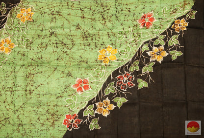 Handpainted Batik Silk Saree - Partly Pallu - PB 125 Archives - Batik Silk - Panjavarnam