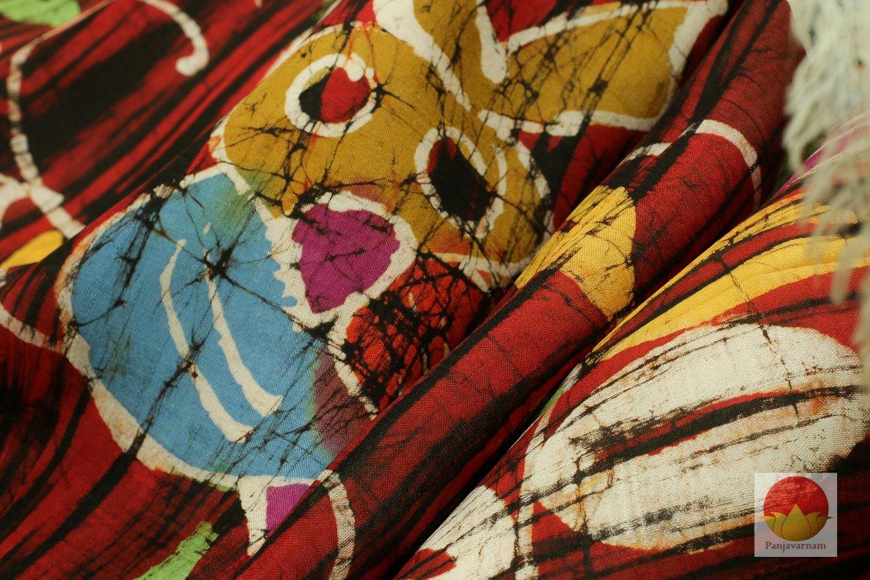 Handpainted Batik Silk Saree - PB 215 - Archives - Batik Silk - Panjavarnam