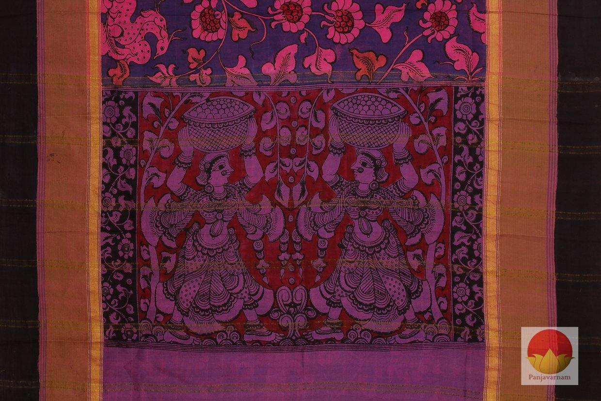 Handpainted Kalamakari Kanchipuram Silk Saree - PKD 407 - Archives - Kalamkari Silk - Panjavarnam