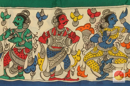 Handpainted Kalamakari Silk Saree - Organic Dyes - PKM 182 - Archives - Kalamkari Silk - Panjavarnam