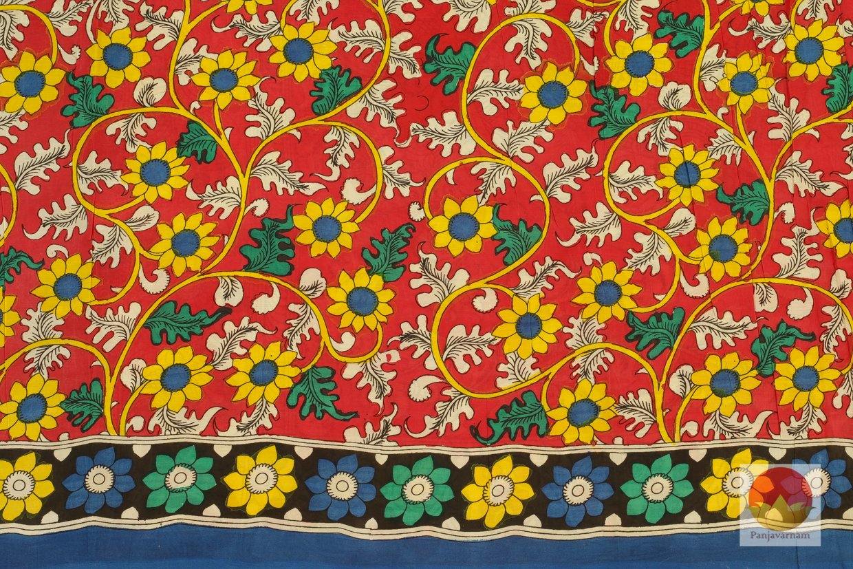 Handpainted Kalamakari Silk Saree - Organic Dyes - PKM 182 - Archives - Kalamkari Silk - Panjavarnam
