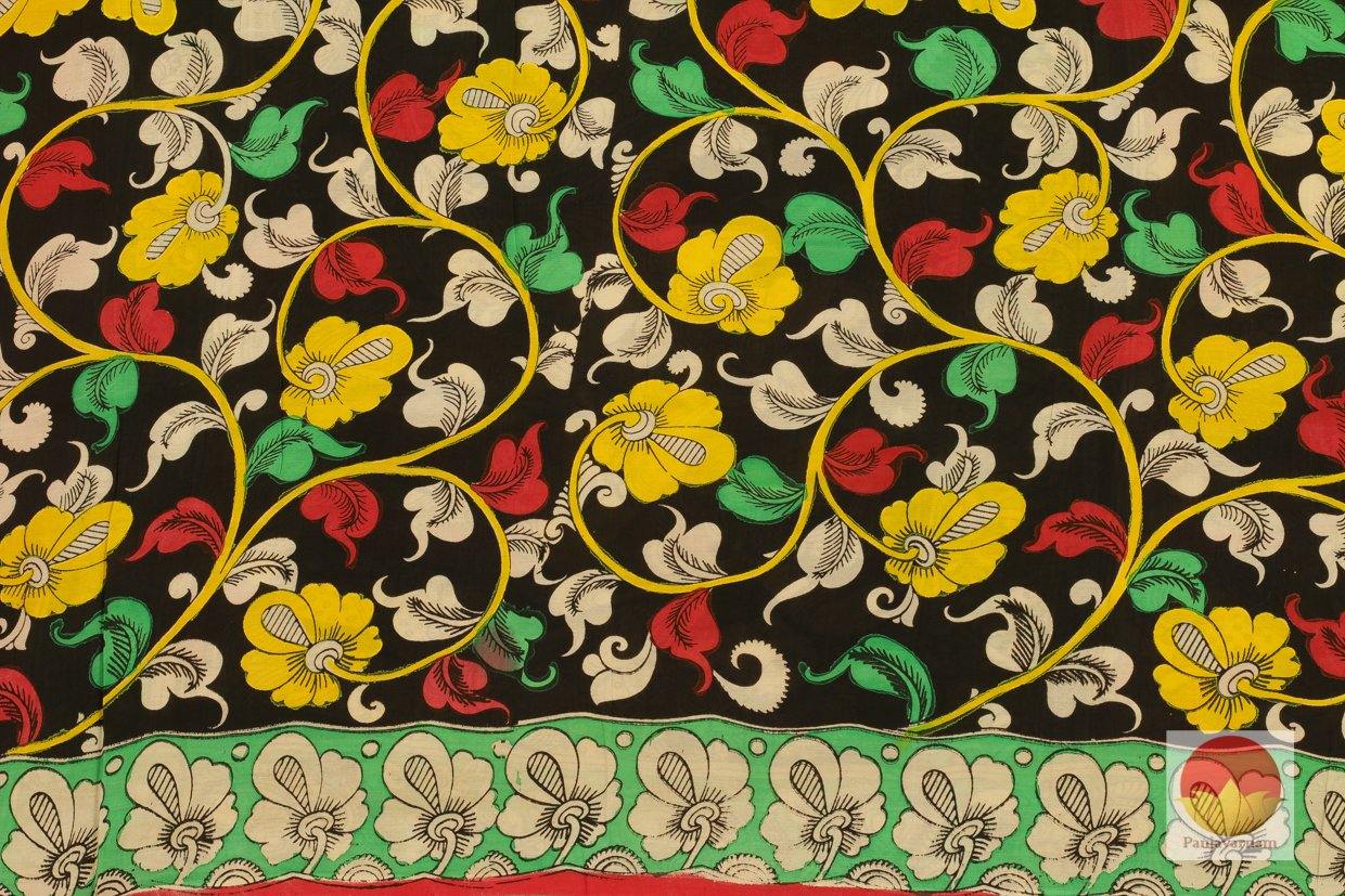 Handpainted Kalamakari Silk Saree - Organic Dyes - PKM 244 - Archives - Kalamkari Silk - Panjavarnam
