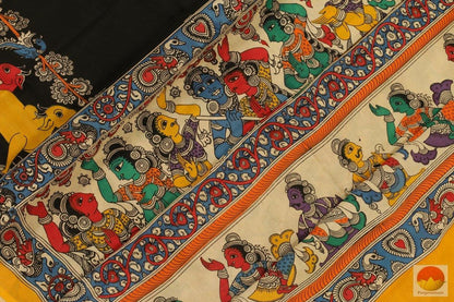 Handpainted Kalamakari Silk Saree - Organic Dyes - PKM 306 - Archives - Kalamkari Silk - Panjavarnam