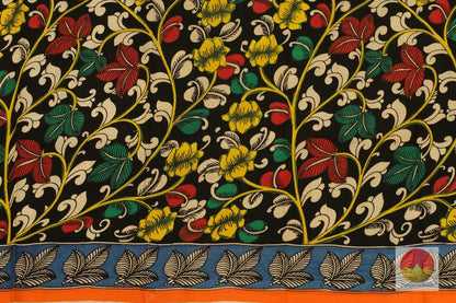 Handpainted Kalamakari Silk Saree - Organic Dyes - PKM 308 - Archives - Kalamkari Silk - Panjavarnam