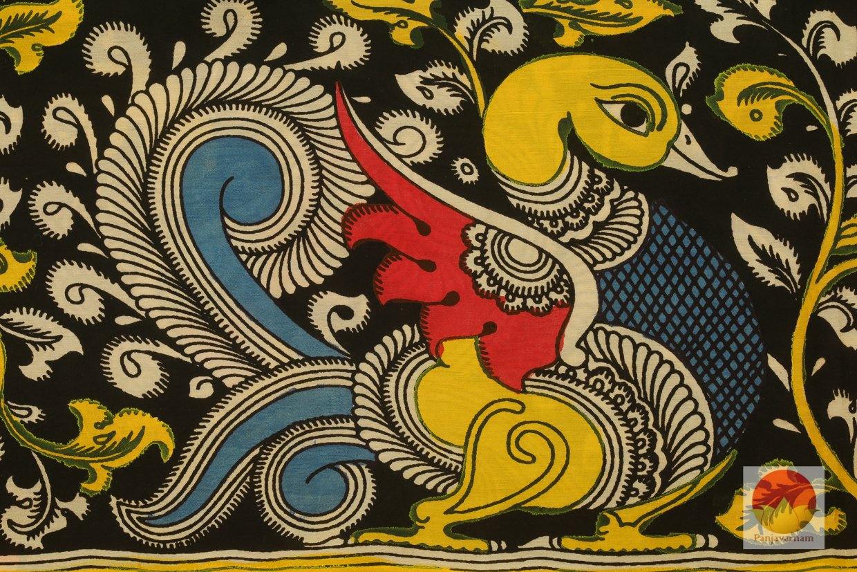 Handpainted Kalamakari Silk Saree - Organic Dyes - PKM 309 - Archives - Kalamkari Silk - Panjavarnam