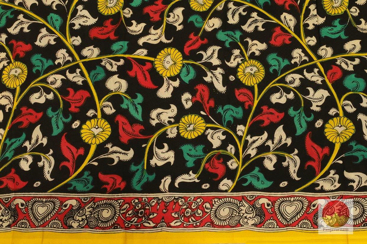 Handpainted Kalamakari Silk Saree - Organic Dyes - PKM 309 - Archives - Kalamkari Silk - Panjavarnam