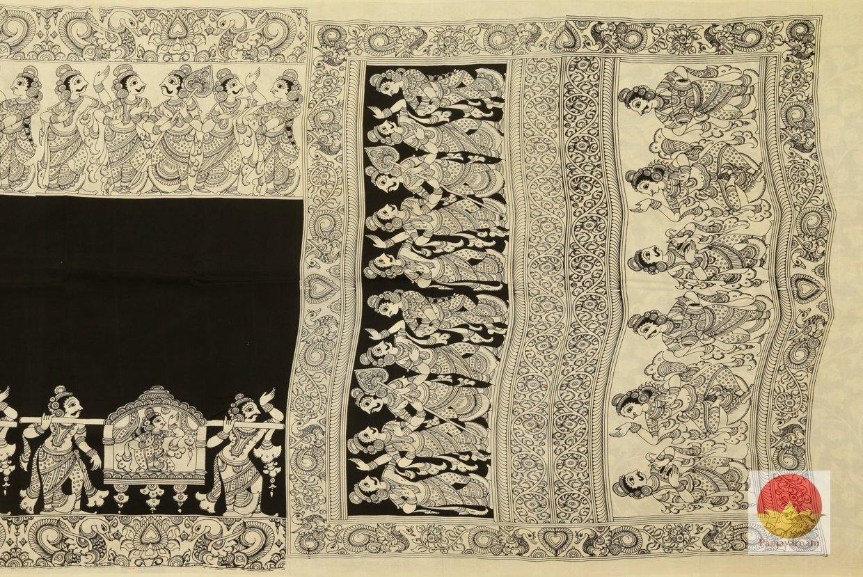 Handpainted Kalamakari Silk Saree - Organic Dyes - PKM 316 - Archives - Kalamkari Silk - Panjavarnam