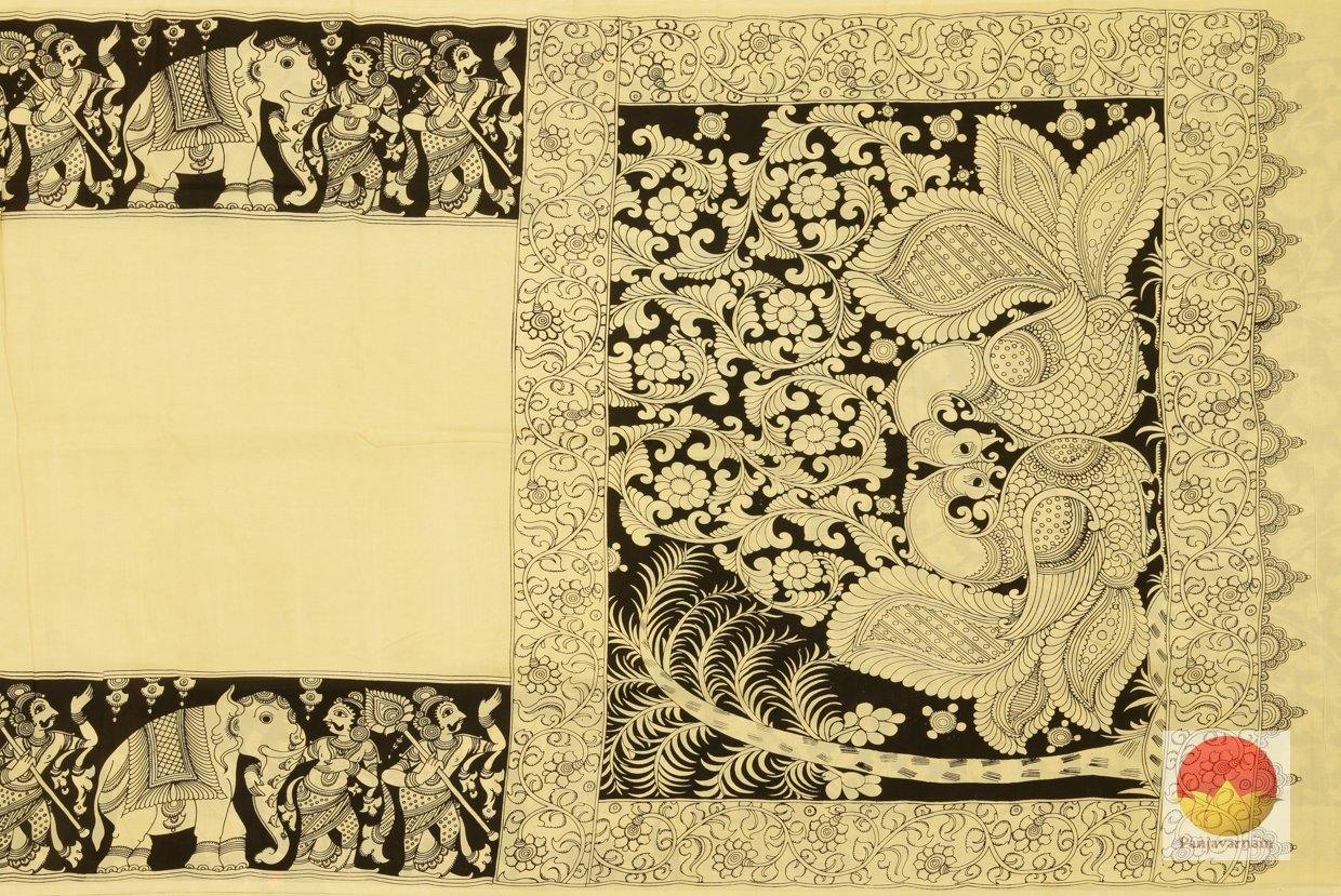 Handpainted Kalamakari Silk Saree - Organic Dyes - PKM 317 - Archives - Kalamkari Silk - Panjavarnam