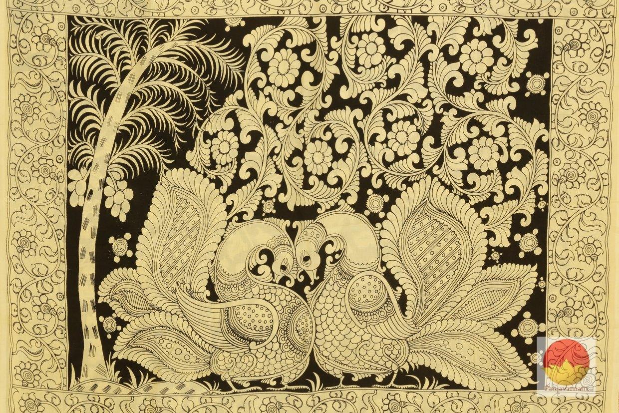 Handpainted Kalamakari Silk Saree - Organic Dyes - PKM 317 - Archives - Kalamkari Silk - Panjavarnam