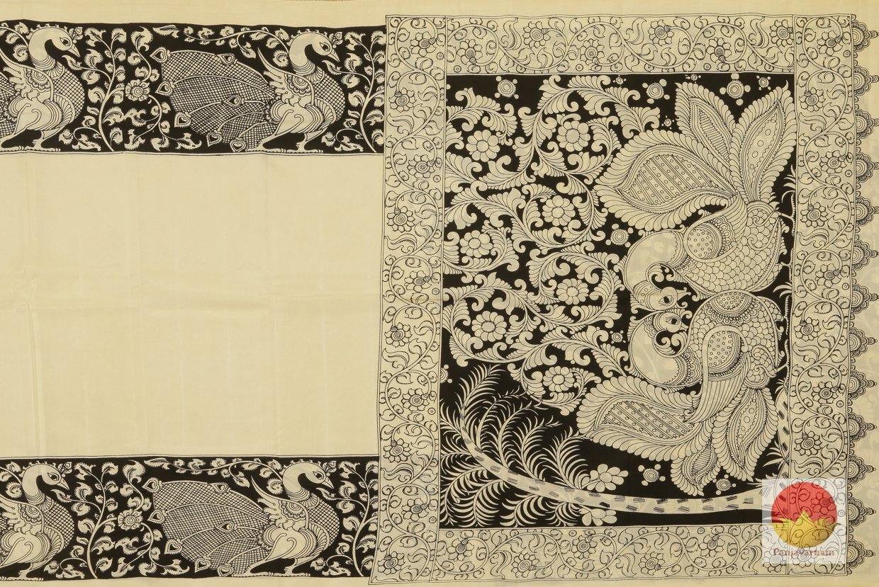 Handpainted Kalamakari Silk Saree - Organic Dyes - PKM 328 - Archives - Kalamkari Silk - Panjavarnam