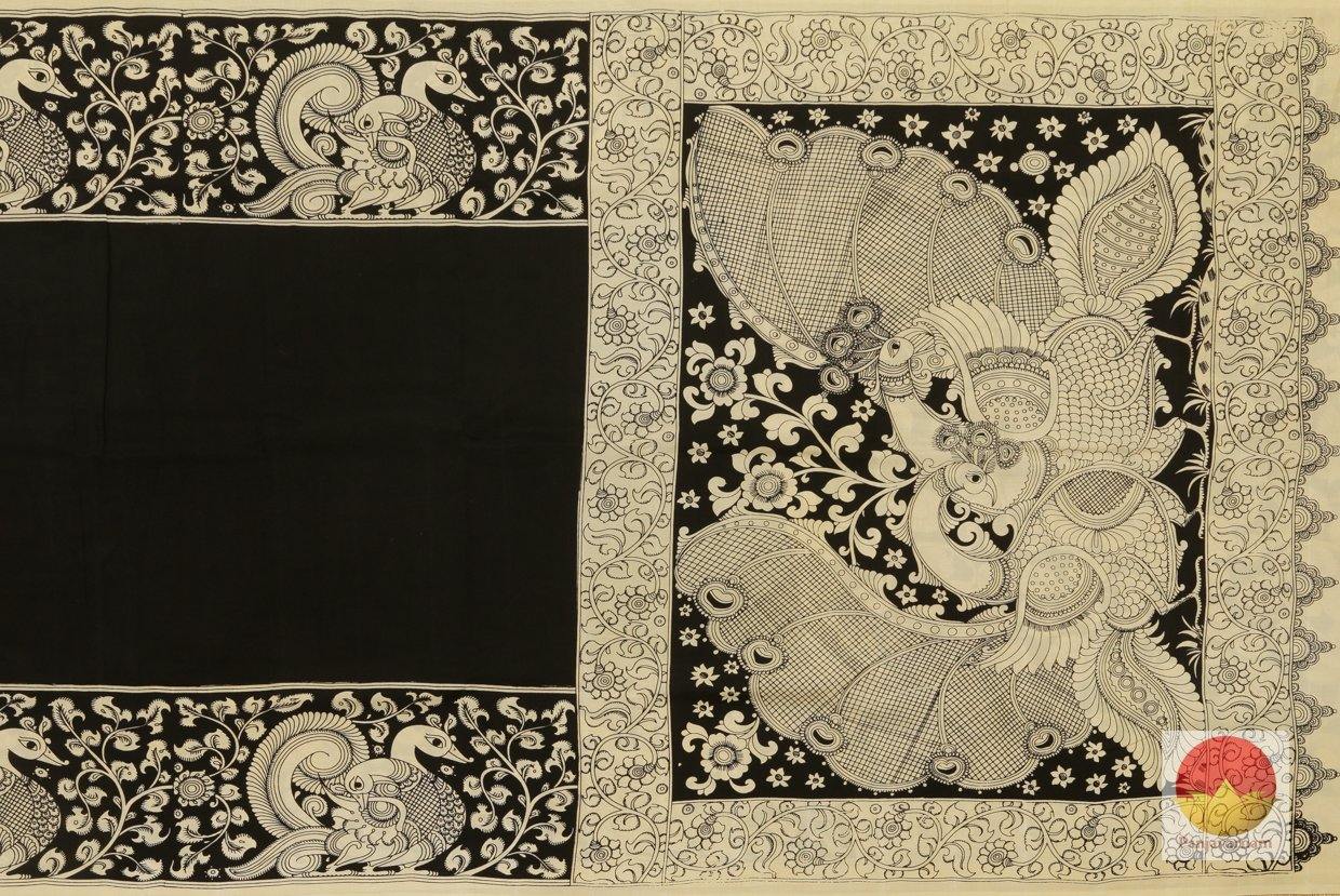 Handpainted Kalamakari Silk Saree - Organic Dyes - PKM 330 - Archives - Kalamkari Silk - Panjavarnam