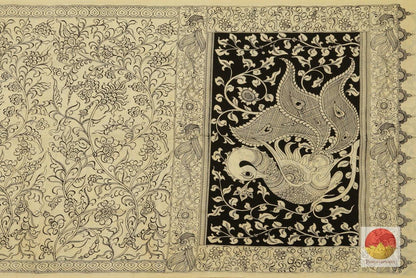 Handpainted Kalamakari Silk Saree - Organic Dyes - PKM 331 - Archives - Kalamkari Silk - Panjavarnam