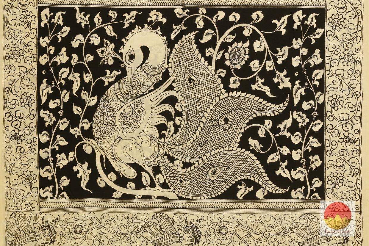 Handpainted Kalamakari Silk Saree - Organic Dyes - PKM 331 - Archives - Kalamkari Silk - Panjavarnam