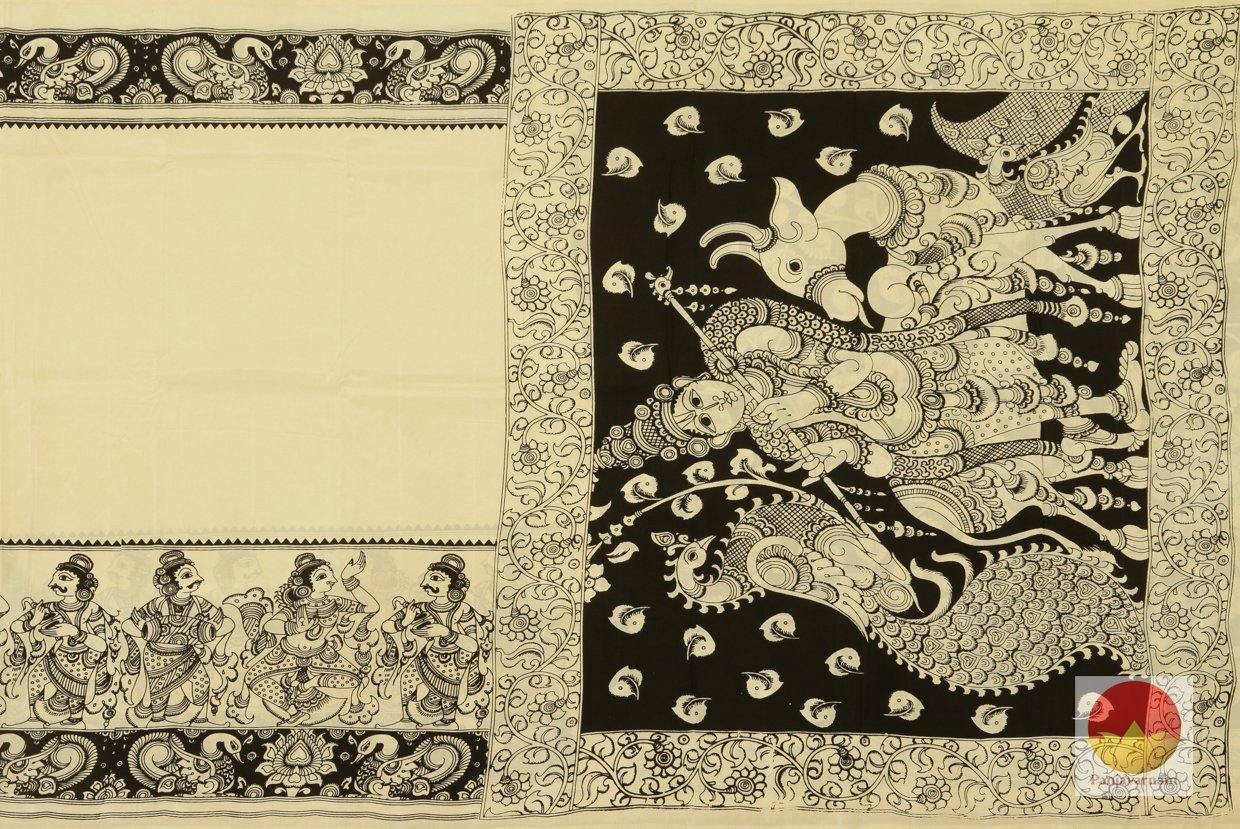 Handpainted Kalamakari Silk Saree - Organic Dyes - PKM 332 - Archives - Kalamkari Silk - Panjavarnam