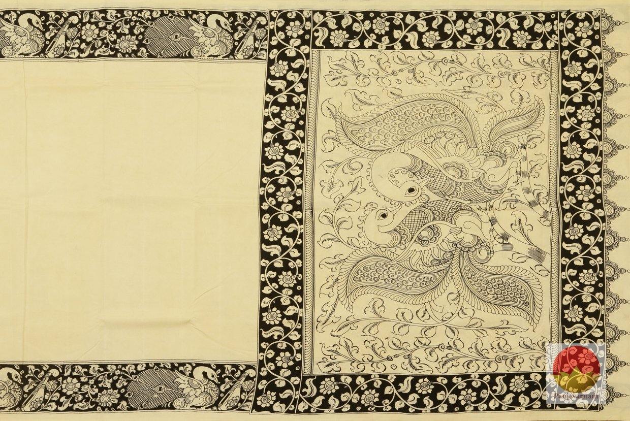 Handpainted Kalamakari Silk Saree - Organic Dyes - PKM 333 - Archives - Kalamkari Silk - Panjavarnam