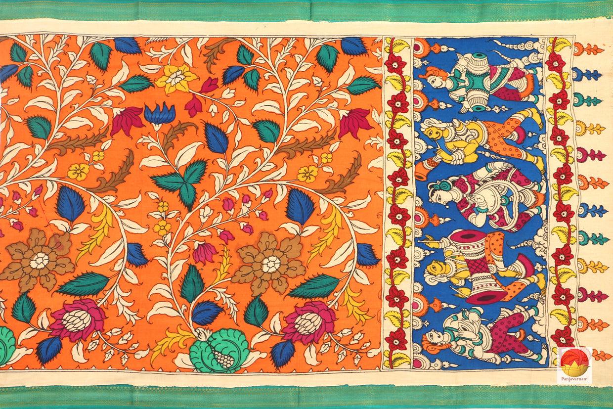 Handpainted Kalamkari Dupatta - Vegetable Dyes - PKD 1002 - Archives - Dupattas - Panjavarnam