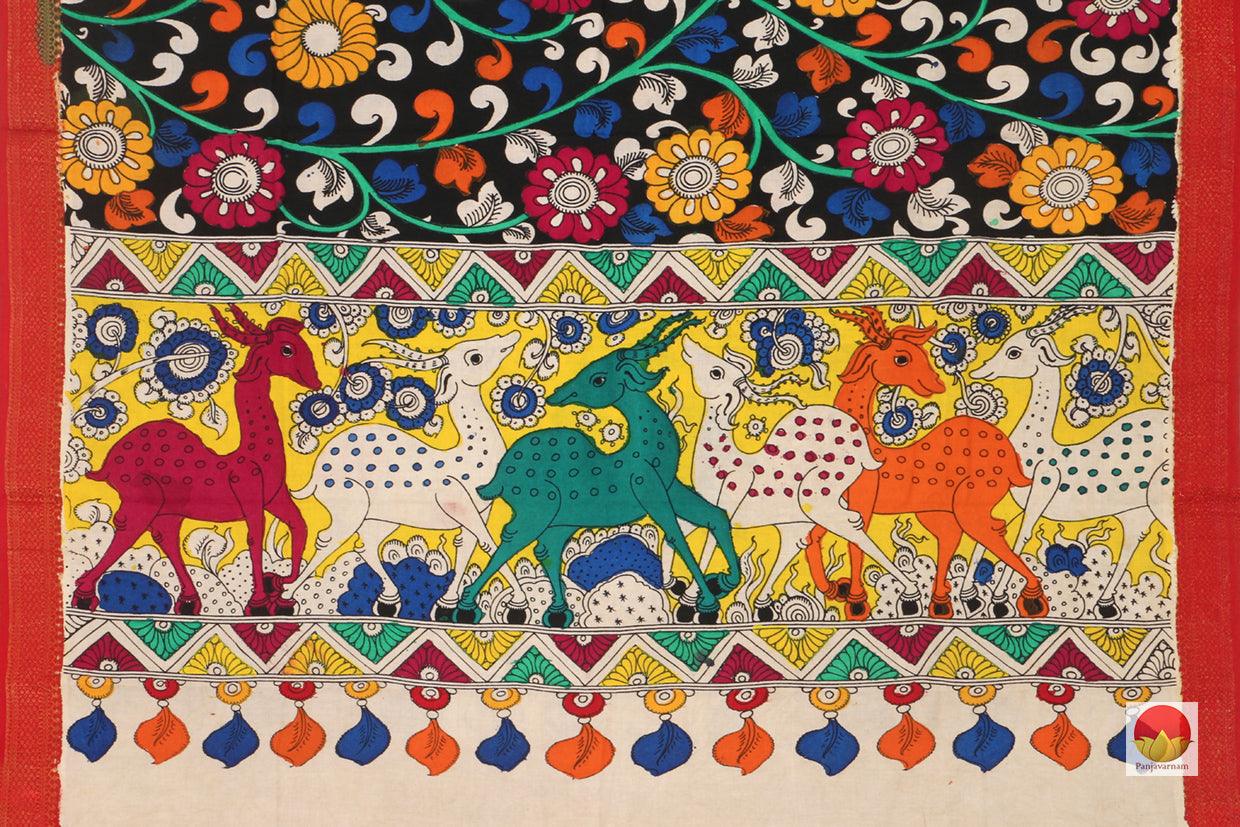 Handpainted Kalamkari Dupatta - Vegetable Dyes - PKD 1003 - Archives - Dupattas - Panjavarnam