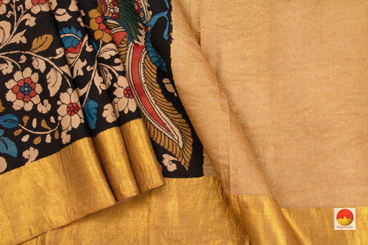 Handpainted Kalamkari Kanchipuram Silk Saree - Organic Dyes - Pure Silk - PKK 02 - Archives - Kalamkari Silk - Panjavarnam