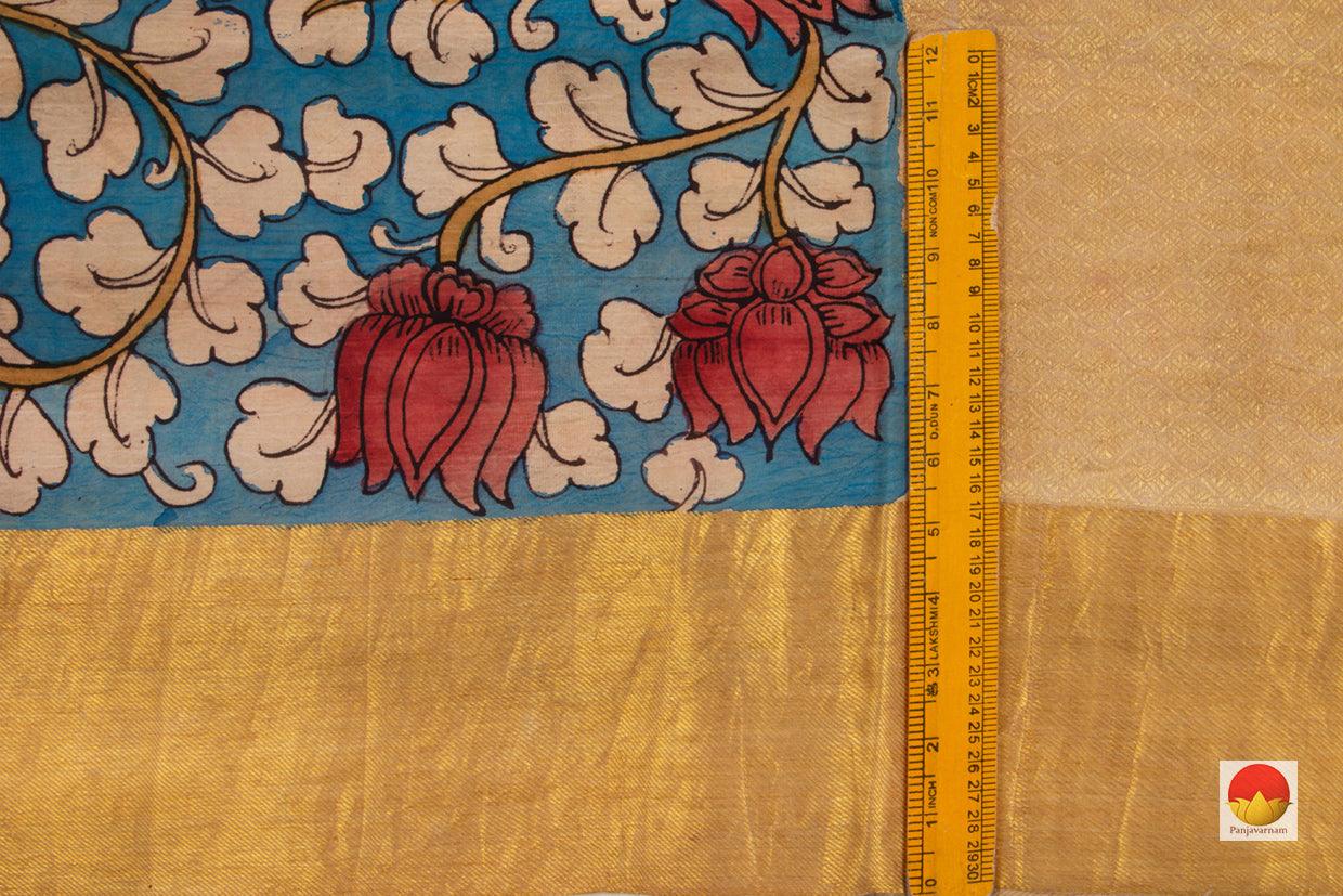 Handpainted Kalamkari Kanchipuram Silk Saree - Organic Dyes- Pure Silk - PKK 03 - Archives - Kalamkari Silk - Panjavarnam