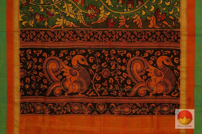 Handpainted Kalamkari Kanchipuram Silk Saree - PKD 401 - Archives - Kalamkari Silk - Panjavarnam