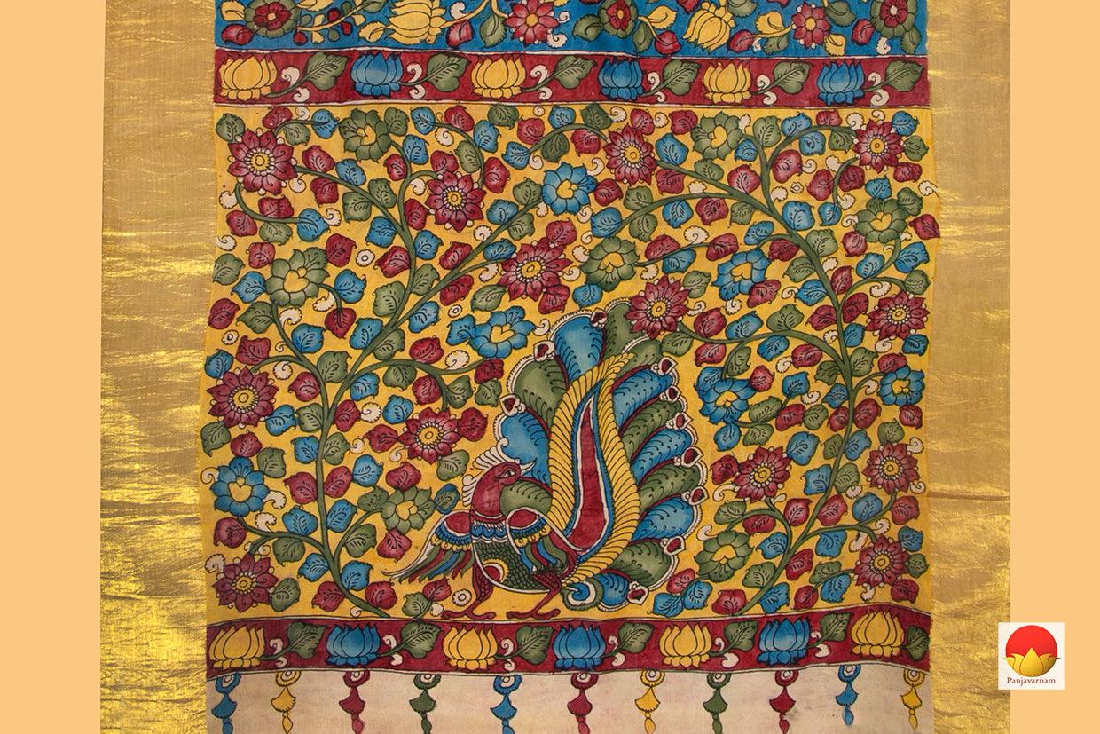 Handpainted Kalamkari Kanchipuram Silk Saree - Pure Zari - PKK 09 - Silk Sari - Panjavarnam
