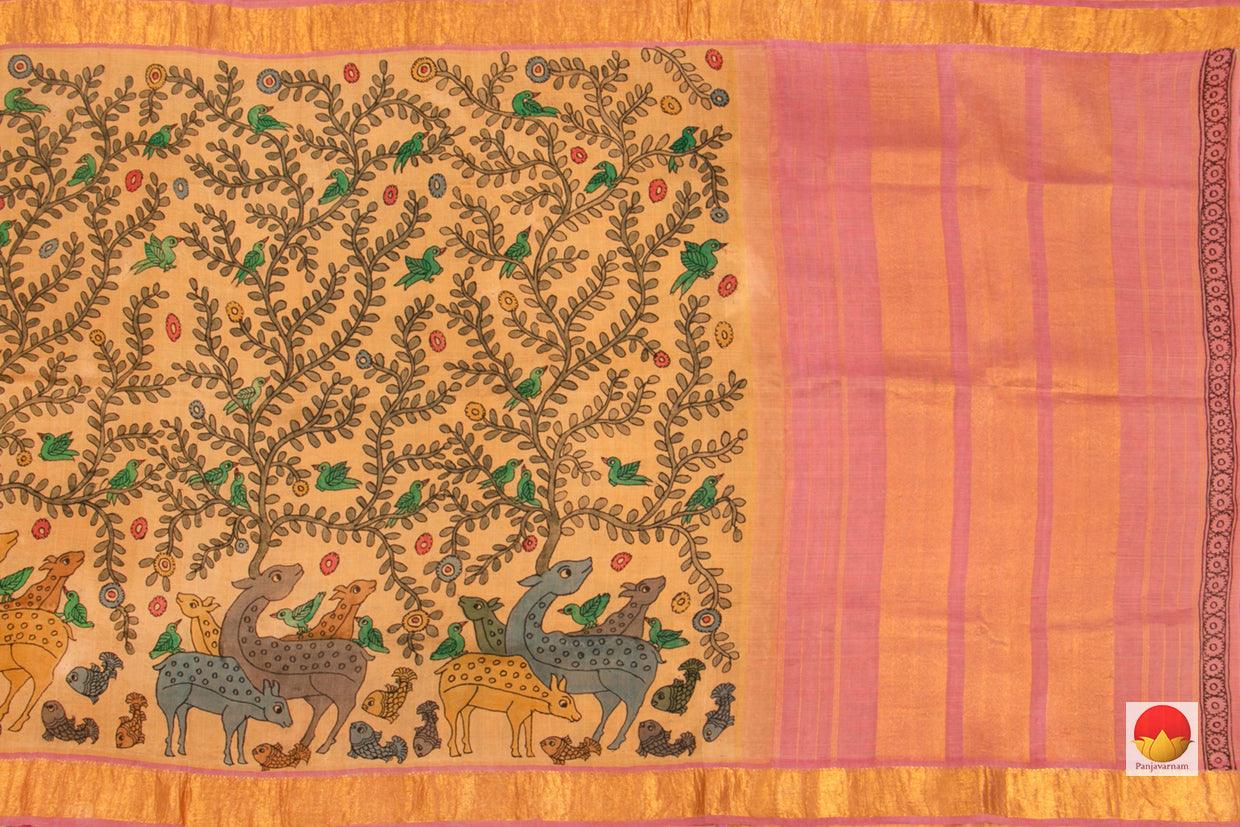 Handpainted Kalamkari Kanchipuram Silk Saree - Pure Zari - PV NYC 3 - Kalamkari Silk - Panjavarnam