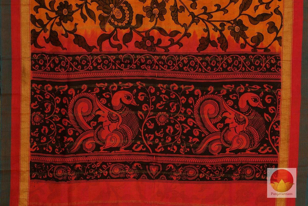 Handpainted Kalamkari Kanjivaram Silk Saree - PKD 402 - Archives - Kalamkari Silk - Panjavarnam