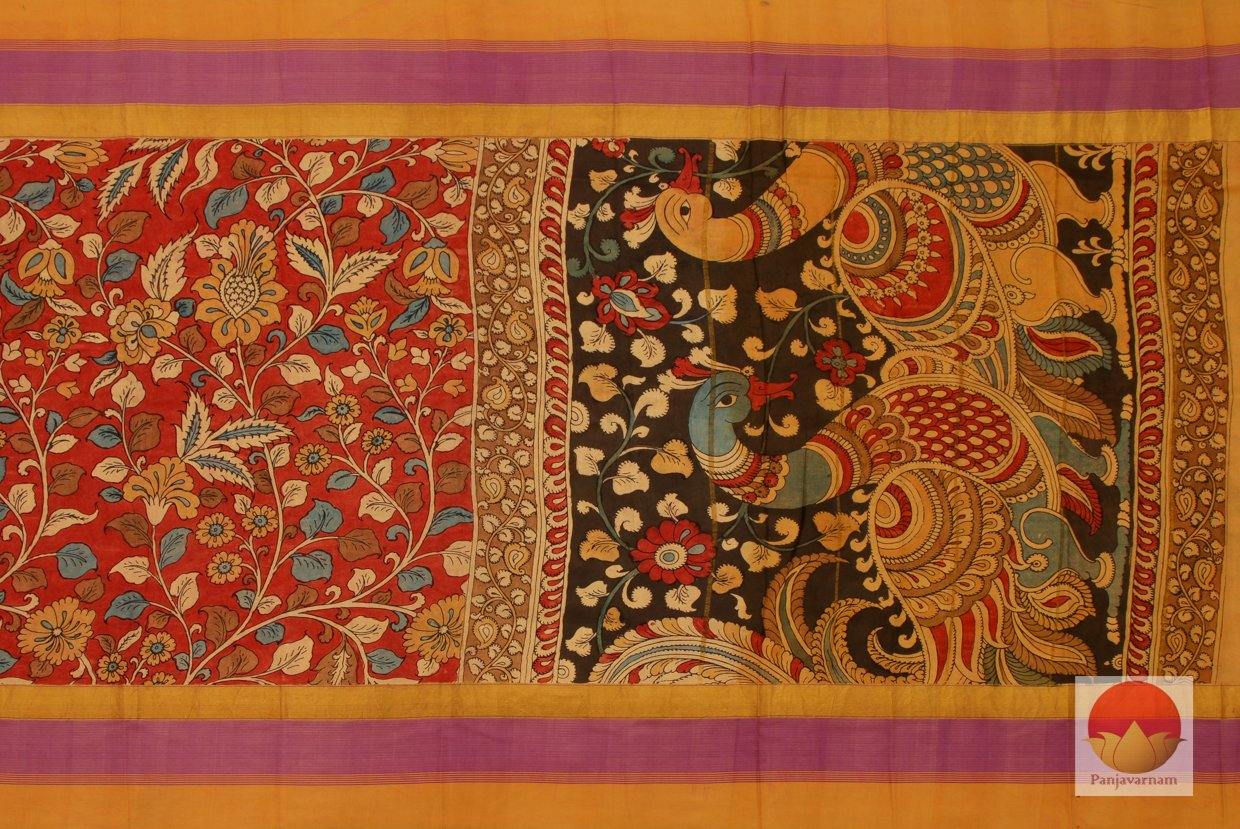 Handpainted Kalamkari Kanjivaram Silk Saree - PKD 403 - Archives - Kalamkari Silk - Panjavarnam