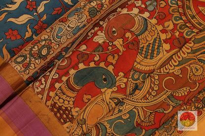 Handpainted Kalamkari Kanjivaram Silk Saree - PKD 406 - Archives - Kalamkari Silk - Panjavarnam