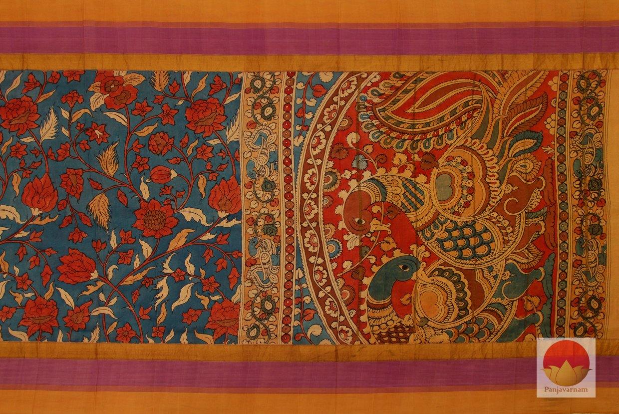Handpainted Kalamkari Kanjivaram Silk Saree - PKD 406 - Archives - Kalamkari Silk - Panjavarnam