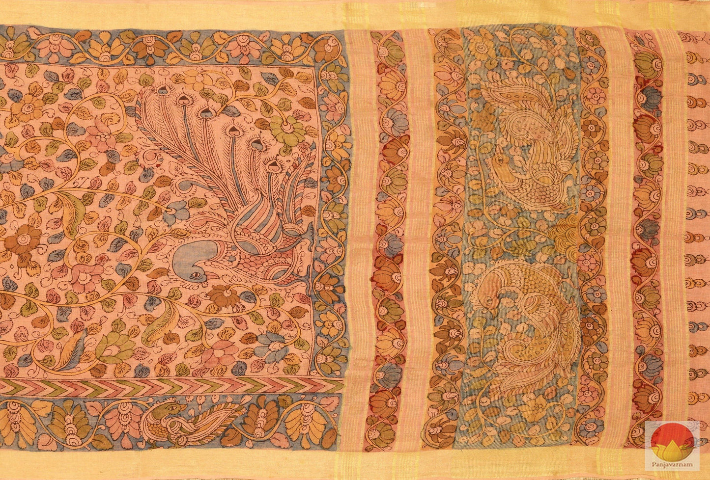 Handpainted Kalamkari - Linen Saree - Vegetable Dyes - KLD - 220 Archives - Kalamkari Silk - Panjavarnam