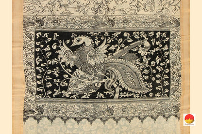 Handpainted Kalamkari Mangalgiri Silk Saree - Monochrome Dyes - PKBS 550 - Kalamkari Silk - Panjavarnam