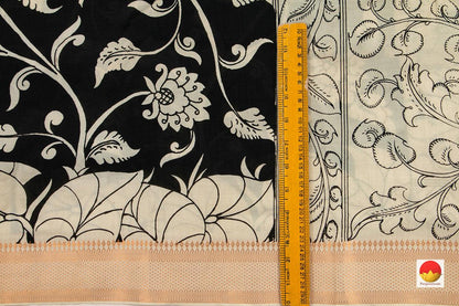Handpainted Kalamkari Mangalgiri Silk Saree - Monochrome Dyes - PKBS 552 - Kalamkari Silk - Panjavarnam
