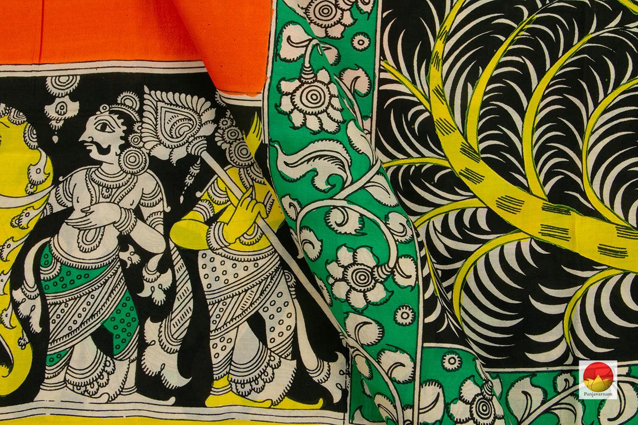Handpainted Kalamkari Saree - Organic Dyes - PKM 01 - Kalamkari Silk - Panjavarnam