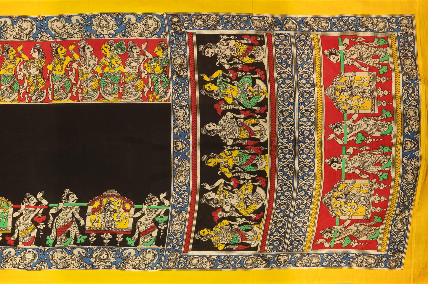 Handpainted Kalamkari Silk Saree - Organic Colours - PKJ 110 - Kalamkari Silk - Panjavarnam