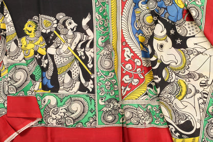 Handpainted Kalamkari Silk Saree - Organic Colours - PKJ 92 - Kalamkari Silk - Panjavarnam