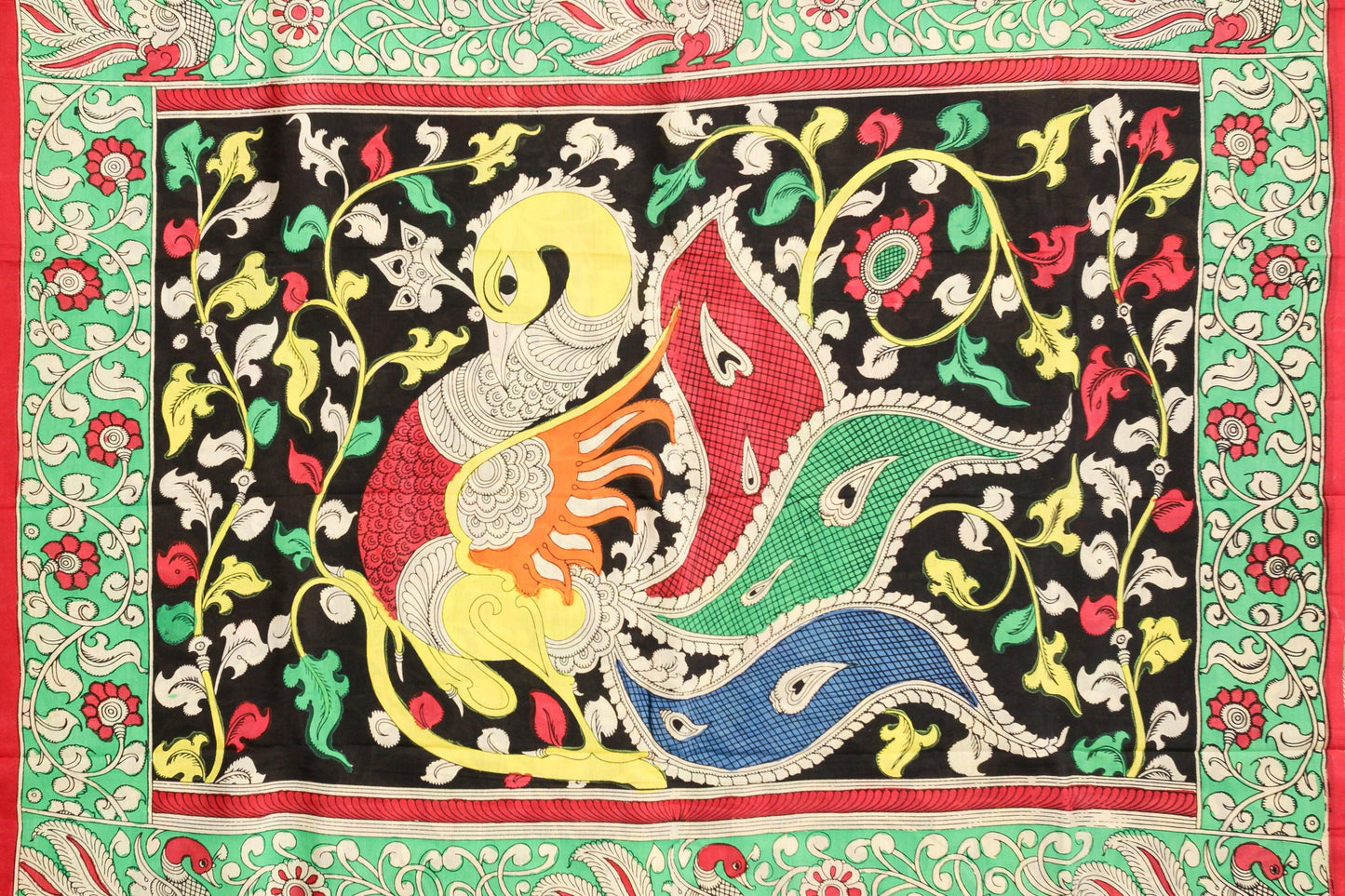 Handpainted Kalamkari Silk Saree- Organic Colours - PKJ 94 - Kalamkari Silk - Panjavarnam
