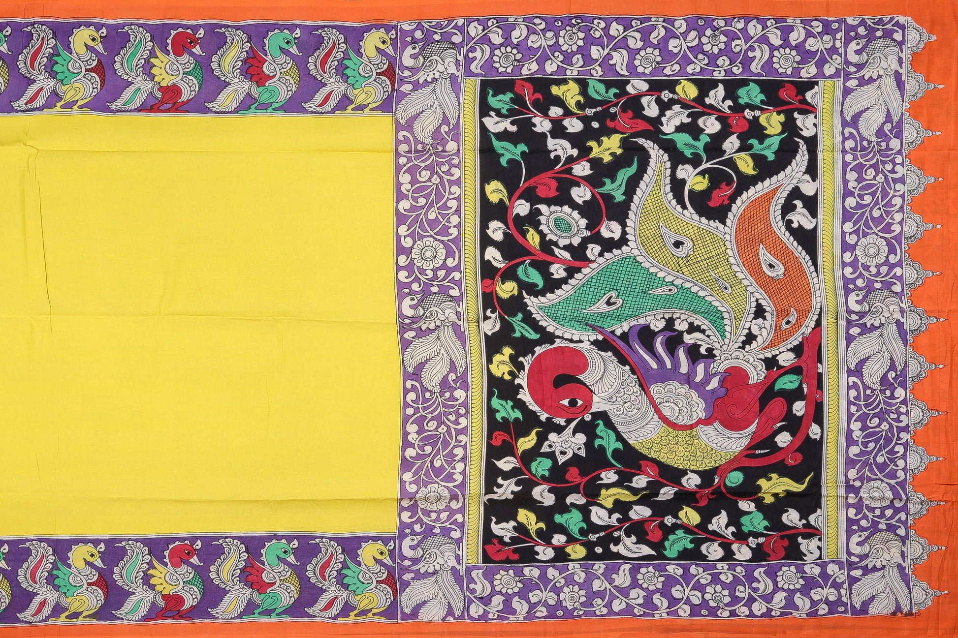 Handpainted Kalamkari Silk Saree - Organic Colours - PKM 74 Archives - Kalamkari Silk - Panjavarnam