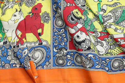 Handpainted Kalamkari Silk Saree - Organic Colours - PKM 75 Archives - Kalamkari Silk - Panjavarnam