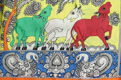 Handpainted Kalamkari Silk Saree - Organic Colours - PKM 75 Archives - Kalamkari Silk - Panjavarnam