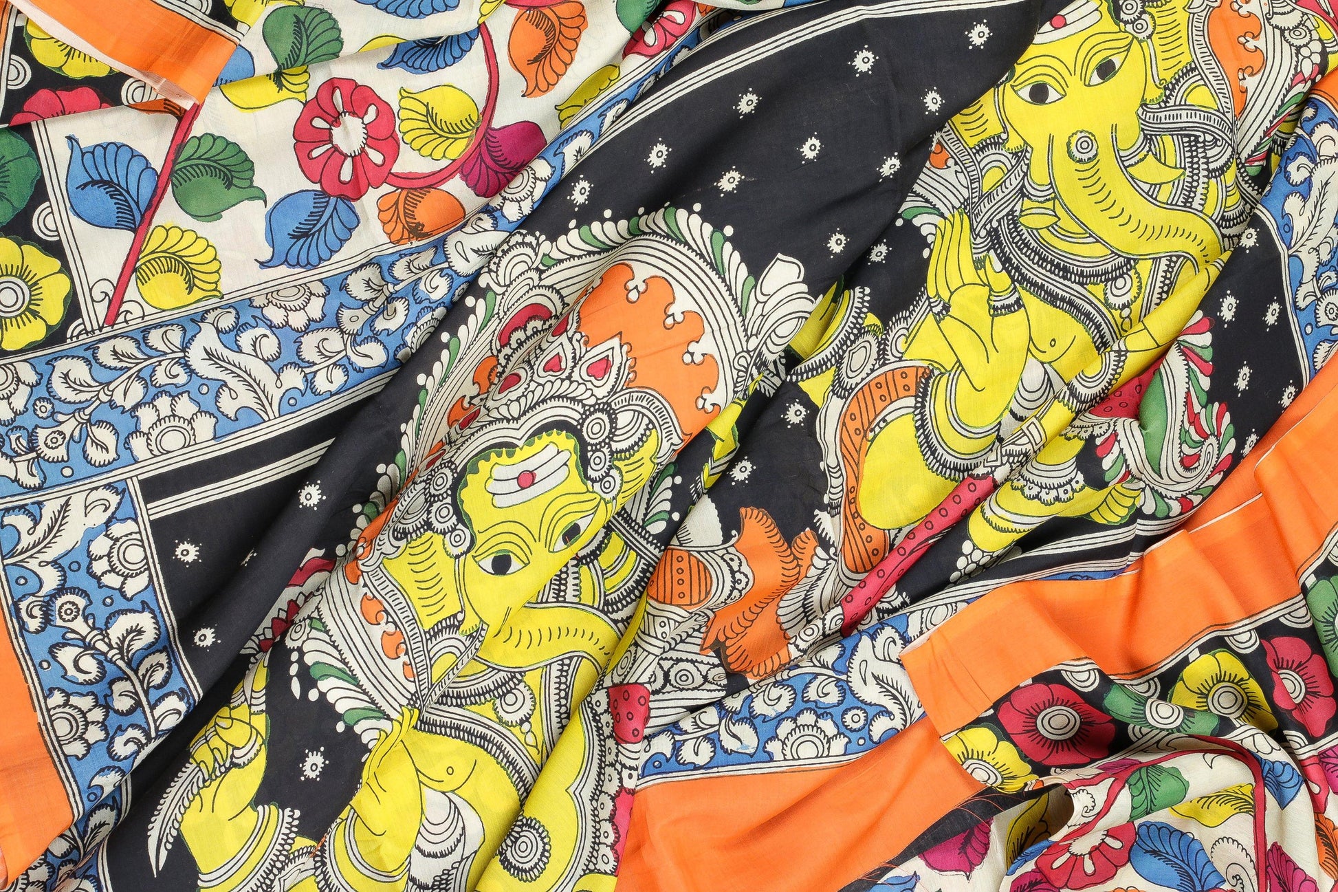Handpainted Kalamkari Silk Saree - Organic Colours - PKM 78 Archives - Kalamkari Silk - Panjavarnam